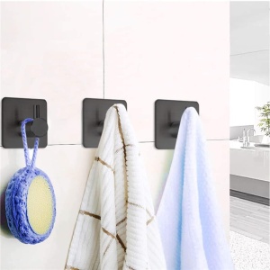 Set 4 agatatori tip cuier pentru baie, sistem fixare inclus, aluminiu, negru - Img 3