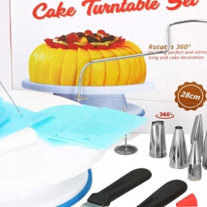 Set patiserie cu platou rotativ, 106 piese cu sabloane pentru ornarea prajiturilor - Img 2