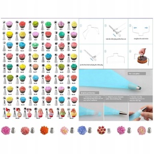 Set patiserie cu platou rotativ, 137 piese cu sabloane pentru ornarea prajiturilor - Img 4