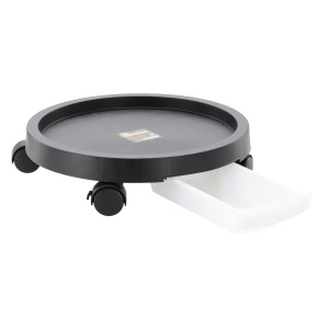 Suport ghiveci rotund cu roti si tava colectare apa, plastic rezistent, 28 cm, negru - Img 3