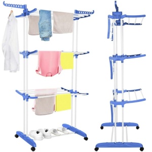 Uscator vertical pentru rufe, mobil si pliabil, cu doua umerase, 75x57x170cm, sarcina 15kg - Img 5
