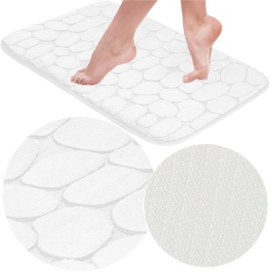 Covoras de baie antiderapant cu uscare rapida, 80×50 cm, alb - Img 5
