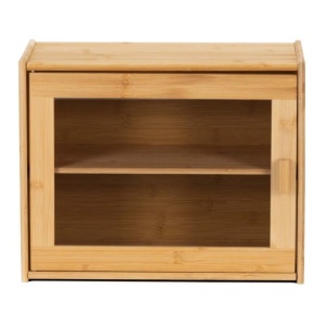 Cutie pentru paine din bambus cu fereastra transparenta, inchidere magnetica, 39x20x31 cm, bambus natural - Img 6