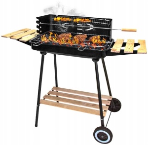 Gratar metalic pe carbuni, tava cromata, cu spita pentru rotisor, 104x88x45cm - Img 2