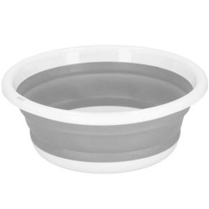 Lighean pliabil, rotund, din plastic si silicon, 37x15cm, 9litri, gri - Img 2