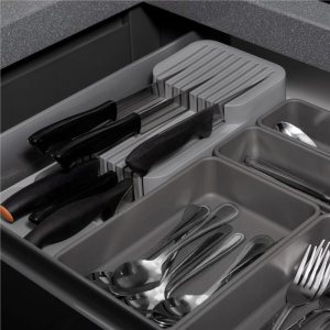 Organizator cutite pentru sertar, 9 compartimente, 40x14cm, gri - Img 4