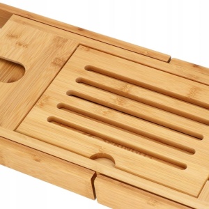 Raft cu tava pentru cada din bambus natural Sersimo 1025, extensibila, 75-111x23cm - Img 4