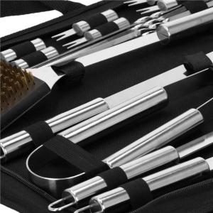 Set accesorii pentru gratar din inox, 20 de piese inclusiv perie, husa transport - Img 4