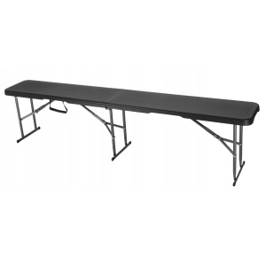 Set masa cu 2 banci pliabile tip valiza pentru gradina, camping sau evenimente, 180x70x74cm, negru - Img 2