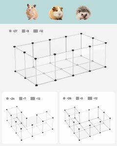 SONGMICS Tarc pentru animale mici rozatoare, din plastic, modulara DIY, 143 x 73 x 46 cm, alb - Img 3