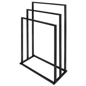 Suport metalic de baie pentru prosoape, cu 3 standuri, 84 cm, negru - Img 6