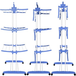 Uscator vertical pentru rufe, mobil si pliabil, cu doua umerase, 75x57x170cm, sarcina 15kg - Img 2