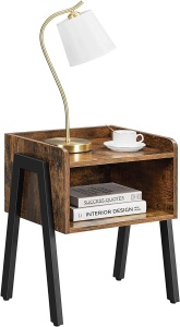 VASAGLE Noptiera cu compartiment de depozitare frontal deschis, MDF, 42x35x52cm, maro rustic - Img 6