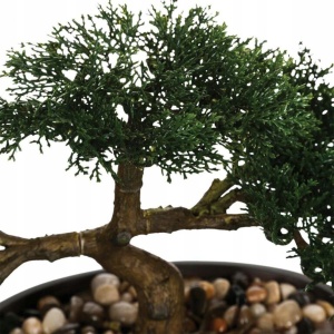 Bonsai artificial Atmosphera in ghiveci ceramic cu pietricele decorative, 23 cm, verde - Img 3