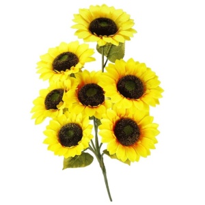 Buchet de flori artificiale din poliester, 2 fire de floarea soarelui, 57cm - Img 3