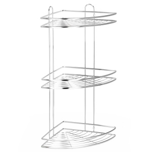 Etajera de colt pentru dus, cu 3 polite, montaj pe perete, inox, 25x25x59 cm, argintiu - Img 6