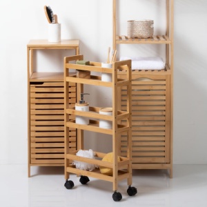 Etajera mobila cu 3 niveluri 5Five Bambou, din bambus, 36x15x74 cm, bej - Img 2