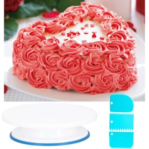 Set patiserie cu platou rotativ, 106 piese cu sabloane pentru ornarea prajiturilor - Img 6