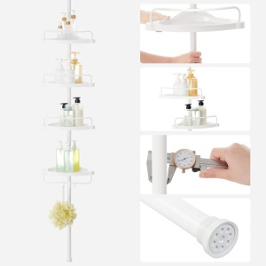 SONGMICS Etajera colt dus, 4 rafturi, inaltime reglabila 85-305 cm, otel si plastic PP, alb - Img 4