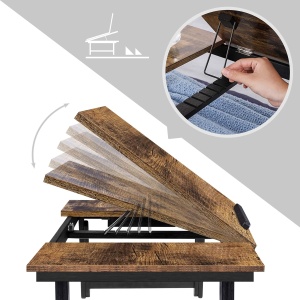 SONGMICS Masa de pat pentru laptop, plabila si reglabila, 71x35x23 cm, maro - Img 4