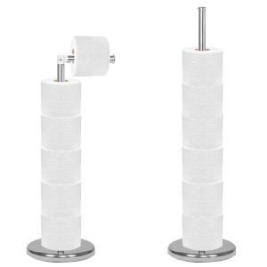 Suport hartie igienica 2 in 1 cu tija mobila, 68.5cm, argintiu - Img 3