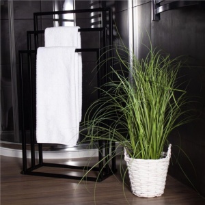 Suport metalic de baie pentru prosoape, cu 3 standuri, 84 cm, negru - Img 3