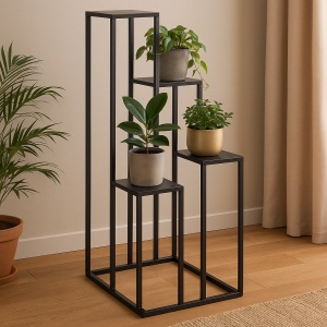 Suport plante Atmosphera cu 4 niveluri, structura metalica, 36x36x87 cm, negru - Img 2