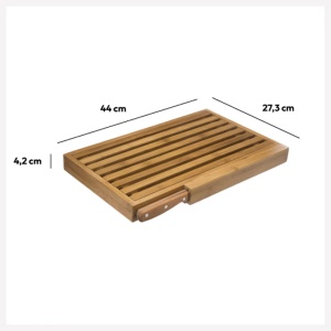Tava pentru taiat paine Atmosphera din bambus cu cutit inclus, 44×27 cm, bej - Img 5