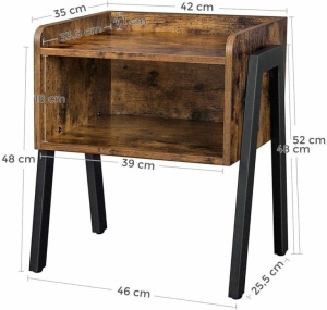 VASAGLE Noptiera cu compartiment de depozitare frontal deschis, MDF, 42x35x52cm, maro rustic - Img 3