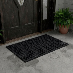Covor de cauciuc perforat pentru intrare, PVC antiderapant, Welcome, 45×75 cm, negru - Img 5