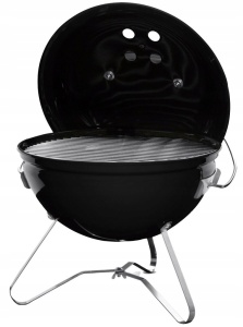 Gratar rotund, din otel, cu suport cromat, tava din inox, 43x37cm, negru - Img 4