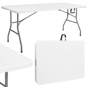 Masa dreptunghiulara pliabila multifunctionala, 180x72x75cm, alba - Img 2