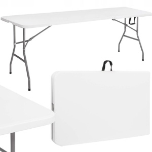 Masa dreptunghiulara pliabila multifunctionala, 240x75x74 cm, alba - Img 3