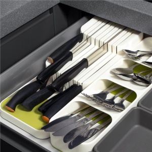 Organizator tacamuri sertar, 5 compartimente, 40x11x5,5cm, alb - Img 3