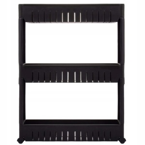 Sistem rafturi de depozitare Sersimo HA116 cu roti pentru bucatarie sau baie cu 3 polite, negru - Img 5
