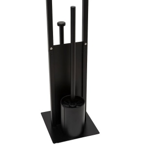 Suport hartie igienica 5Five Glass cu rezerva si perie, otel, 28x18x62 cm, negru - Img 4