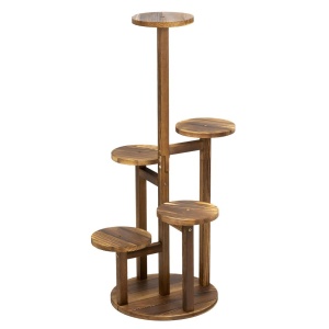 Suport pentru flori, din lemn si MDF, 6 niveluri pentru ghivece, 48x48x87 cm, maro - Img 6