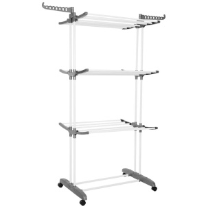 Uscator vertical pentru rufe, mobil si pliabil, cu doua umerase, 75x57x170cm, sarcina 20kg - Img 6