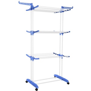Uscator vertical pentru rufe, mobil si pliabil, cu doua umerase, 75x57x170cm, sarcina 15kg - Img 6