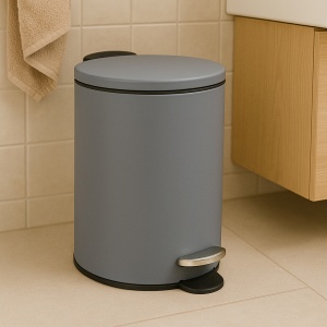 Cos gunoi 5Five Colors Concrete cu pedala si inchidere soft-close, otel, 3 L, 23x23x17 cm, gri - Img 3