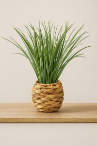 Planta decorativa Atmosphera, iarba in ghiveci impletit, 18×46 cm, maro natur - Img 5