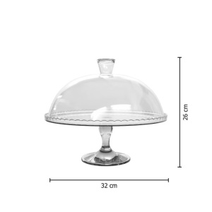 Platou tort Atmosphera Lara din sticla cu capac, diametru 32 cm, transparent - Img 4