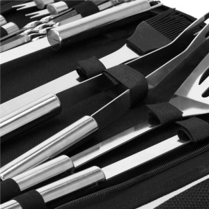 Set accesorii pentru gratar din inox, 20 de piese inclusiv perie, husa transport - Img 5