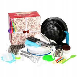 Set patiserie cu platou rotativ si 4 tavi de copt, 345 piese cu sabloane pentru ornarea prajiturilor - Img 6