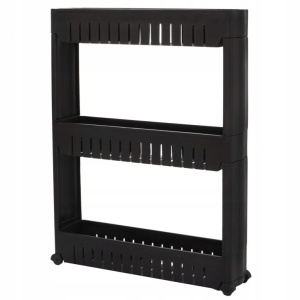 Sistem rafturi de depozitare Sersimo HA116 cu roti pentru bucatarie sau baie cu 3 polite, negru - Img 2