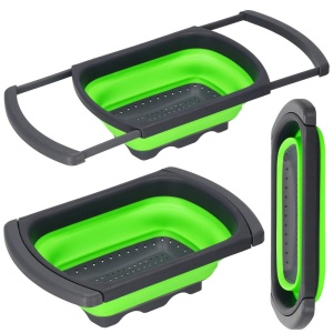 Strecuratoare pliabila pentru chiuveta, din plastic si silicon, brate extensibile, lungime 38-60cm - Img 4