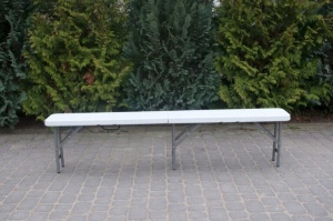 Banca pliabila pentru gradina sau catering, HDPDE, 180x24x42cm, alb - Img 3