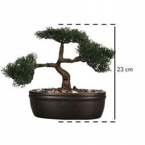 Bonsai artificial Atmosphera in ghiveci ceramic cu pietricele decorative, 23 cm, verde - Img 4