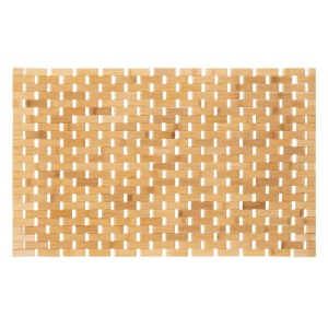 Covor antiderapant din bambus pentru baie, lamele verticale, 50×80 cm, maro natur