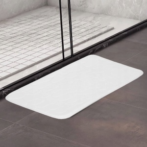 Covoras de baie antiderapant cu uscare rapida, 80×50 cm, alb - Img 3